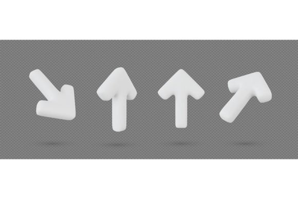 Realistic 3D White Arrow Vector Icon