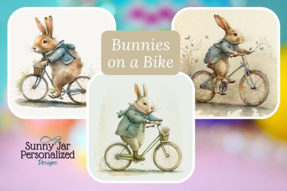 Watercolor Bunnies on a Bike Clip Art: A Versatile Resource for Spring Creativity